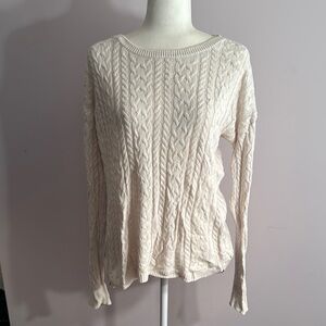 American Eagle Outfitters Cream Cable Knit Sweater Sz XL